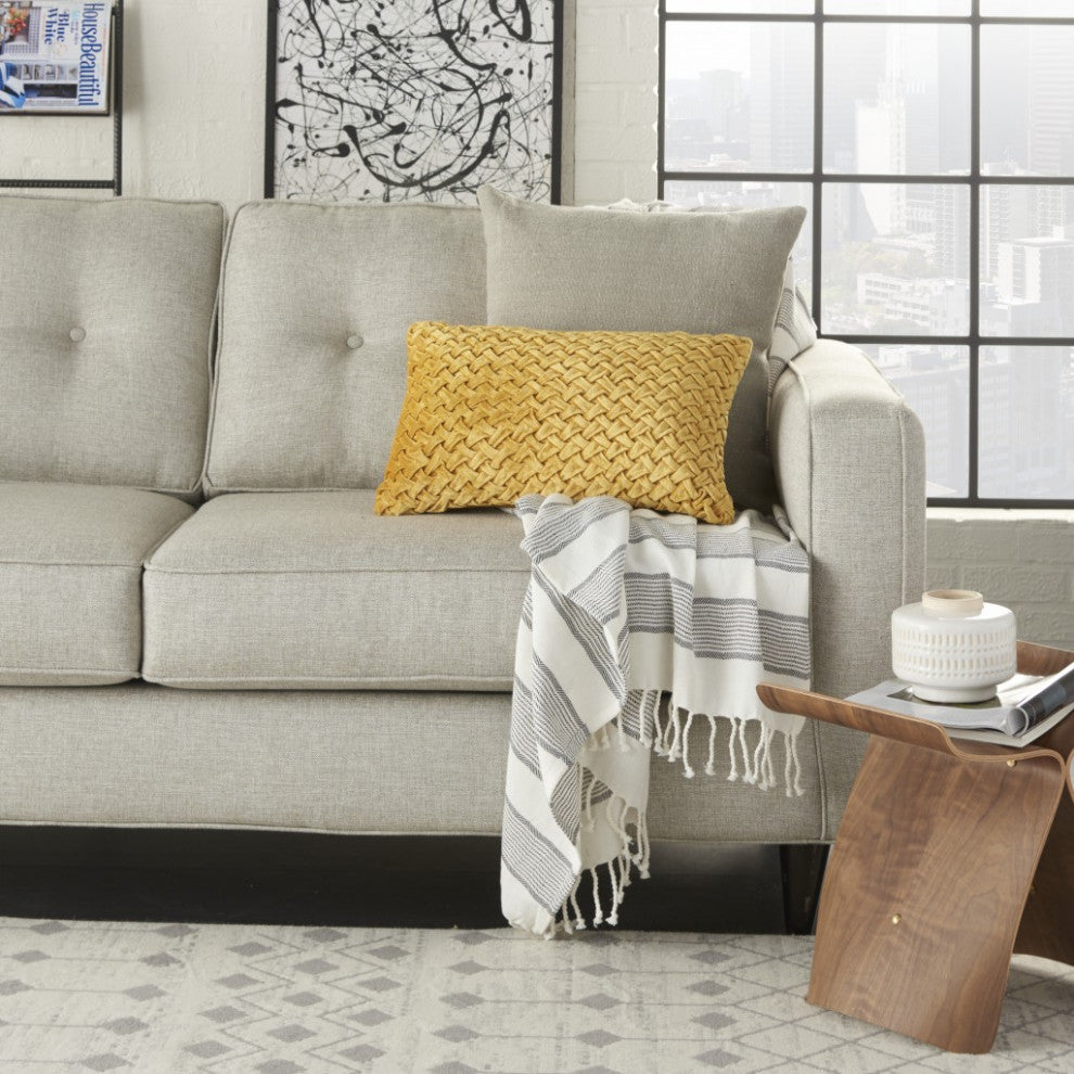 Lush Gold Plait Textured Throw Pillow
