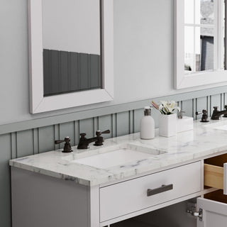 Hartford 72" Double Sink Marble Countertop Bath Vanity, White, Vanity Only