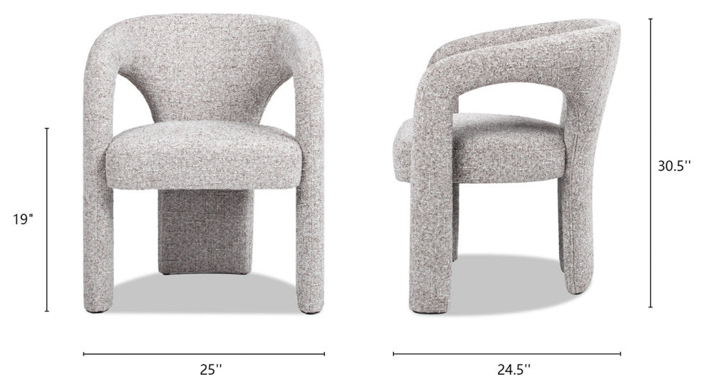 Sydney 25" Fully Upholstered Dining Chair, Greige Beige Chenille