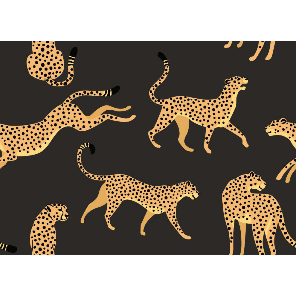 Black & Orange Cheetah Cheetah Peel & Stick Wallpaper