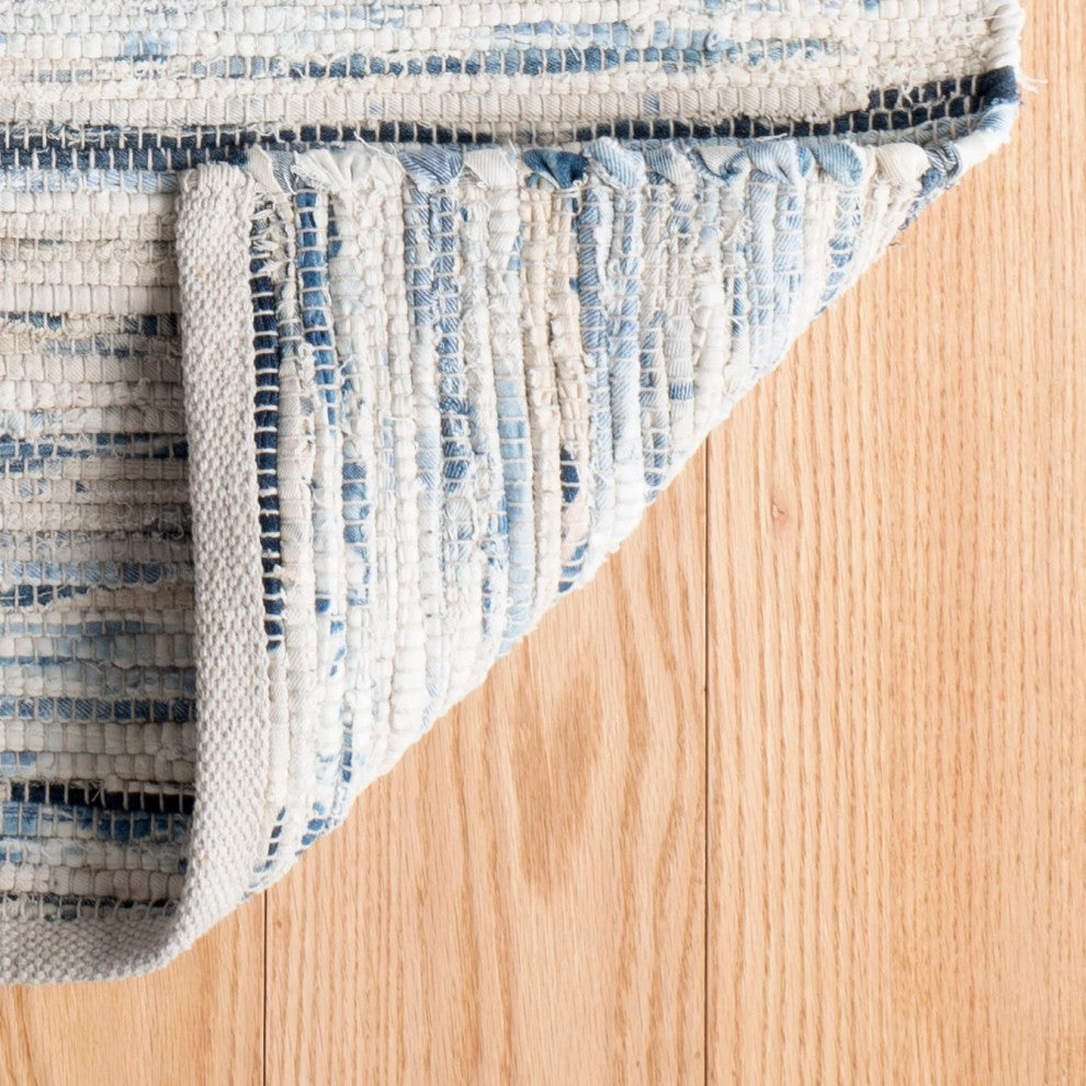 Dash & Albert Denim Rag Handwoven Cotton Rug, Blue, Runner-2'6" x 8'