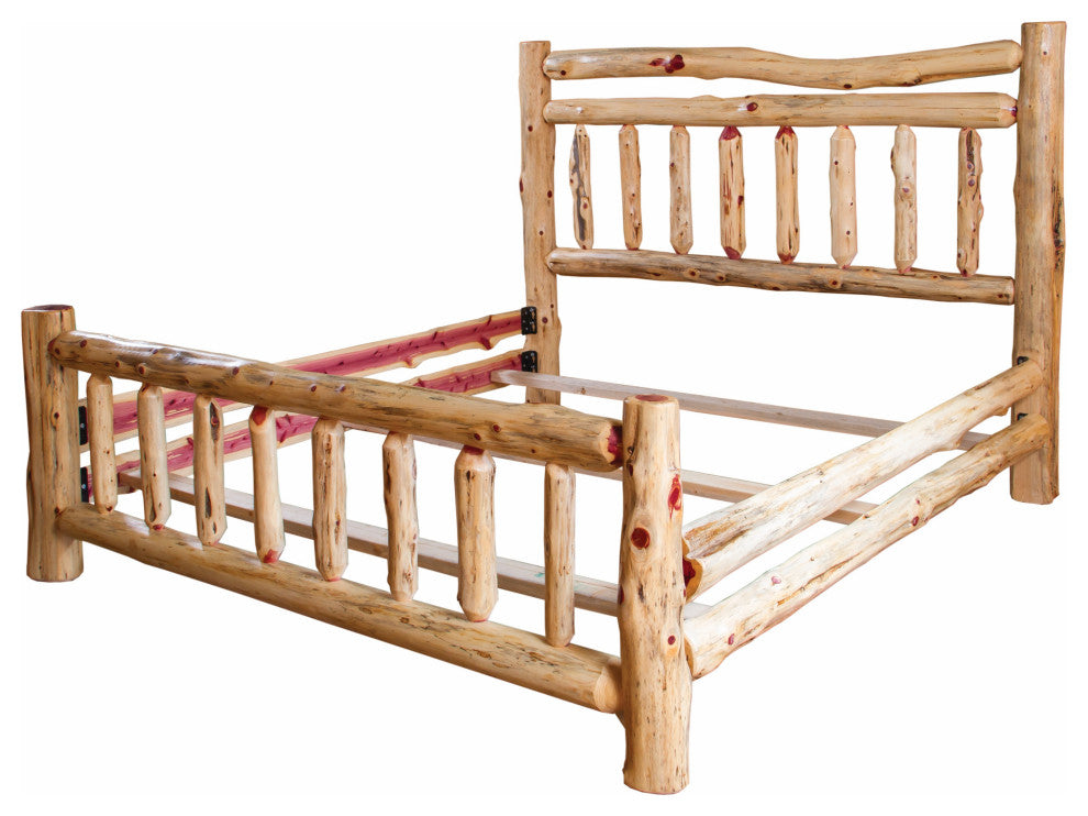 Rustic Red Cedar Bed with Double Top Headboard Rail, Full