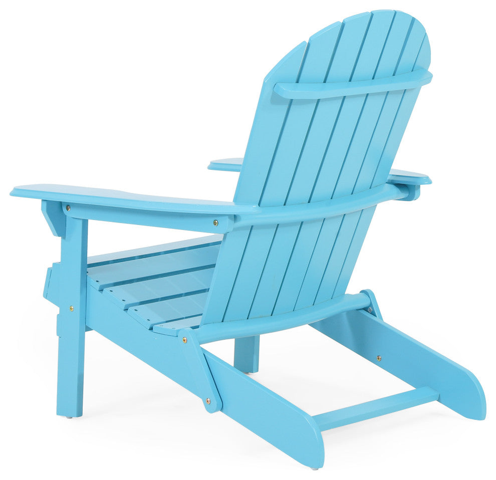 Cartagena Outdoor Acacia Wood Folding Adirondack Chair, Set of 2, Teal