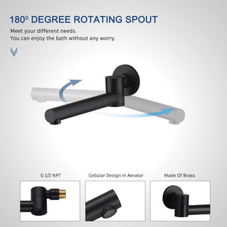 CASAINC 10" Round Wall Mounted Shower System Set Handheld Spray & Bathtub Spout, Matte Black