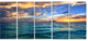 "Exotic Tropical Beach At Sunset" Modern Seashore Canvas Art, 5 Panels, 60"x28"