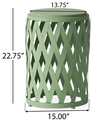 GDF Studio Ellen Outdoor Patio Iron Side Table, Matte Green, 14"