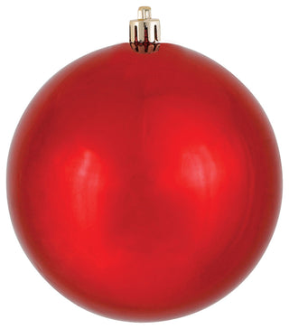 Vickerman N591503DSV 6" Red Shiny Ball Ornament, 4 per Bag
