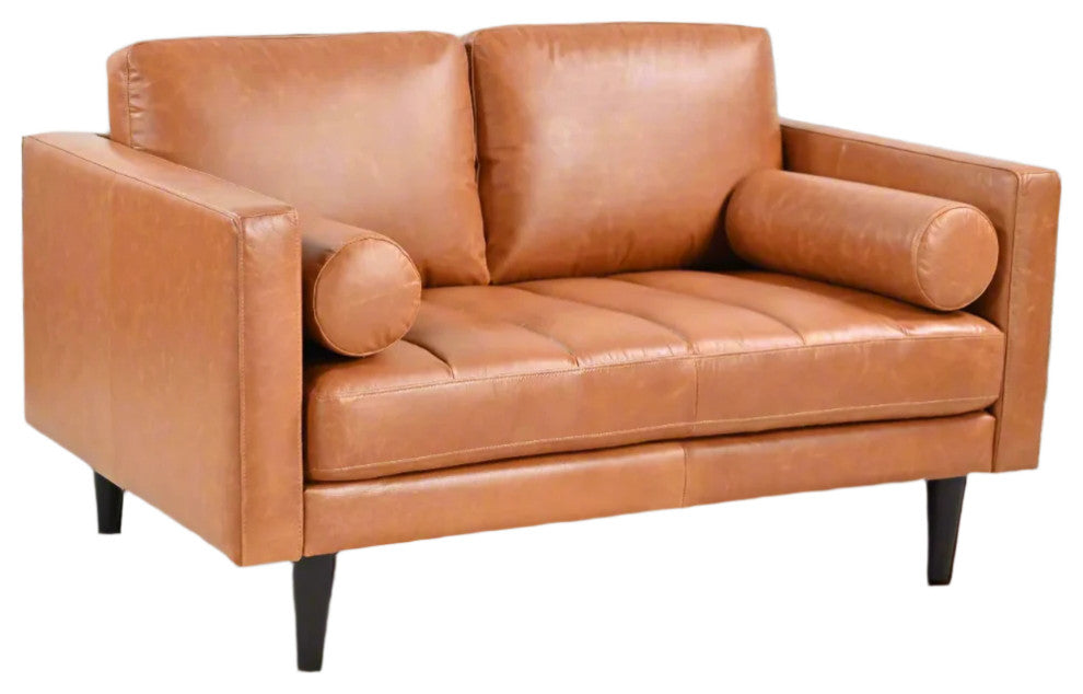 Philippe Top Grain Leather Love seat - Tan