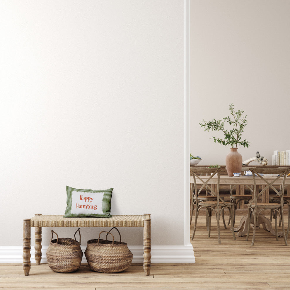 Happy Haunting Ticking Accent Pillow, Scallion, 14"x20"