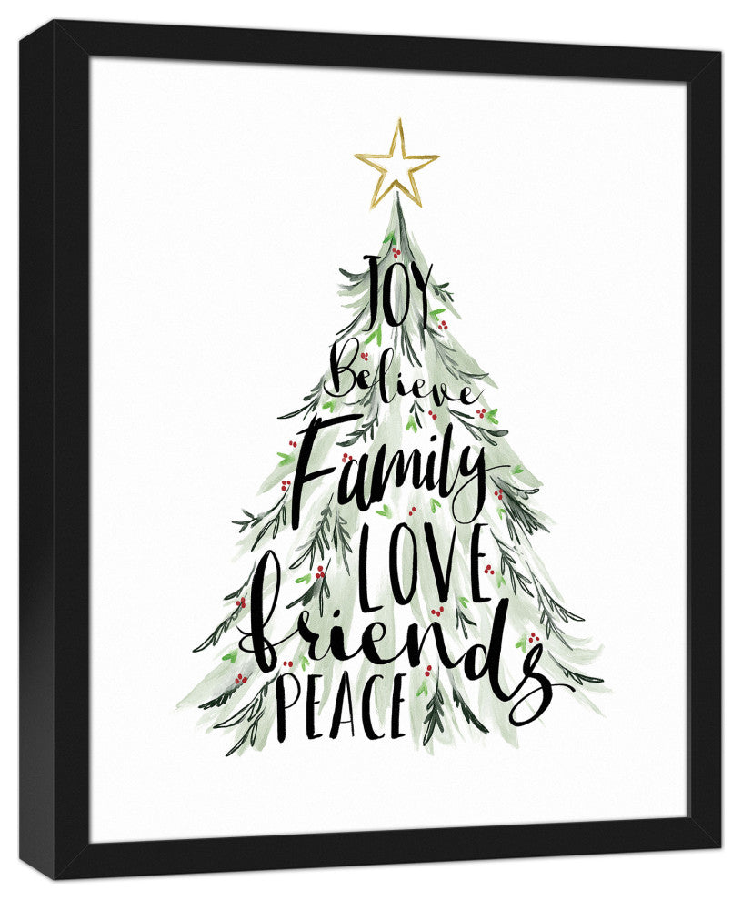 Christmas Tree Words 4 17.73x21.73 Black Framed Canvas