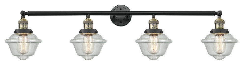 215-Bab-S-G534 4-Light 46" Adjustable Fixture, Black Antiqued Brass, Seedy Glass