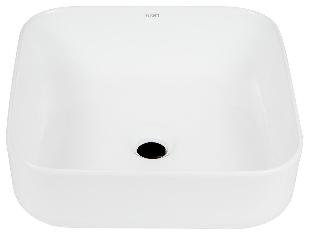 ELANTI EC1802 Porcelain Square Vessel Sink, White