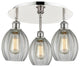 Eaton-3 Light 17" Flush Mount-Polished Nickel, Clear Glass Shade