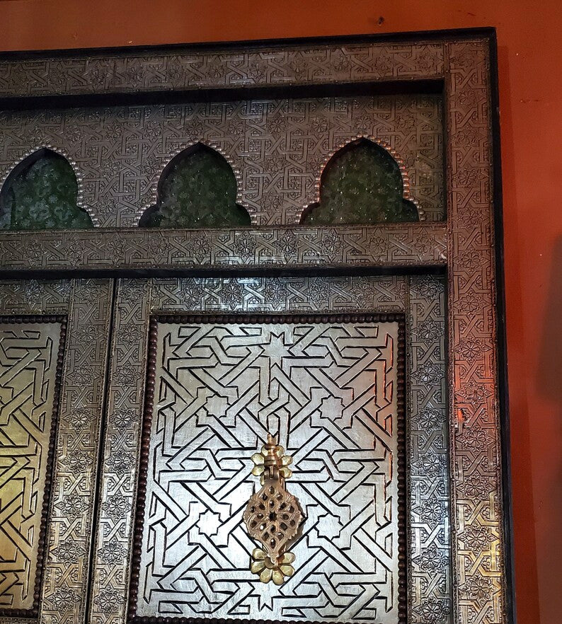 Amazing Moroccan Rabat Door All Metal Inlaid, Silver Finish