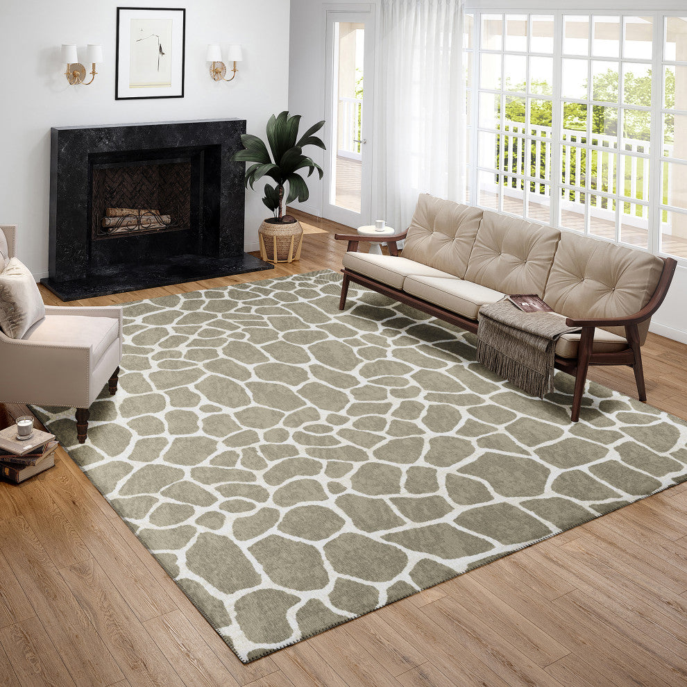Indoor/Outdoor Mali ML4 Stone Machine Washable 8' x 10' Rug