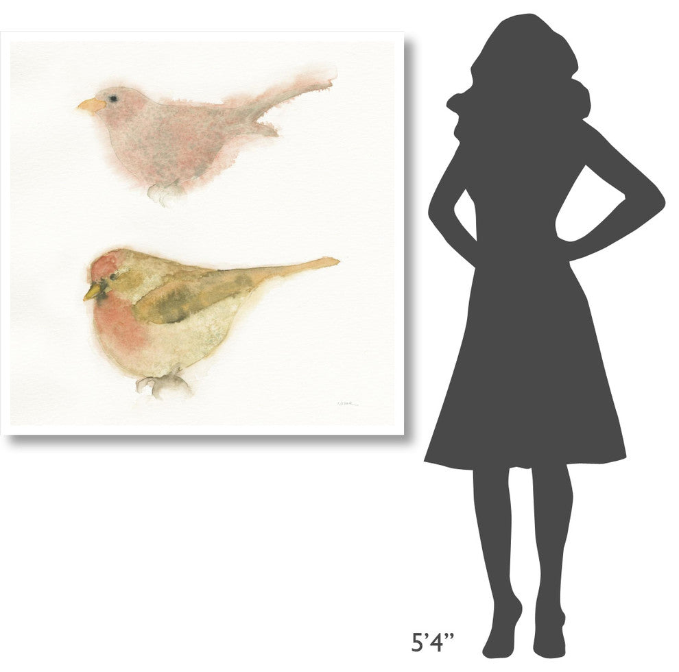 "Watercolor Birds II Sq" Digital Paper Print by Shirley Novak, 42"x42"