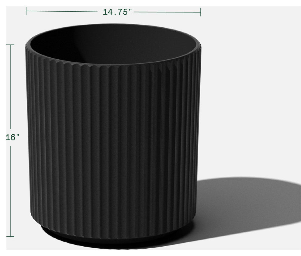 Veradek Demi Series Planter, Black, 16", 2 Pack