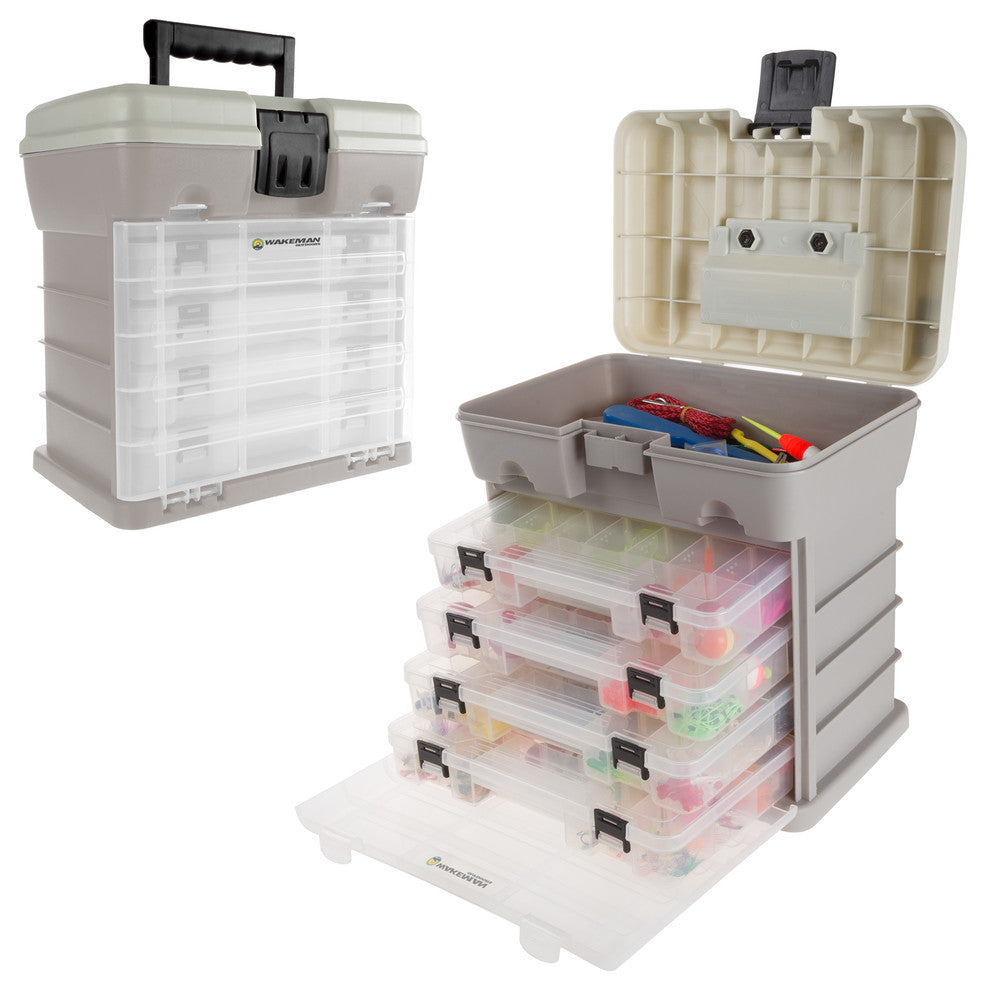 Storage Tool Box-Durable Organizer Utility Box-4 Drawers by Wakeman, Gray