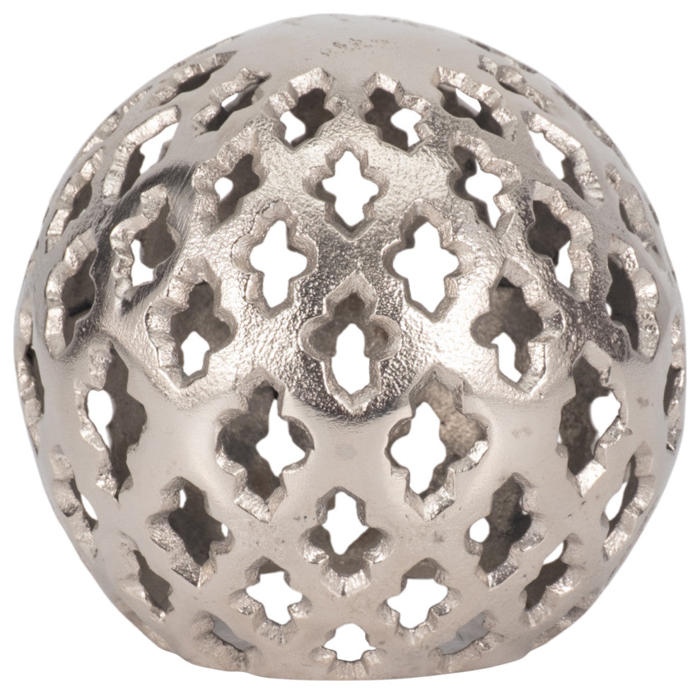 Metal, 6" Cut-Out Orb, Silver