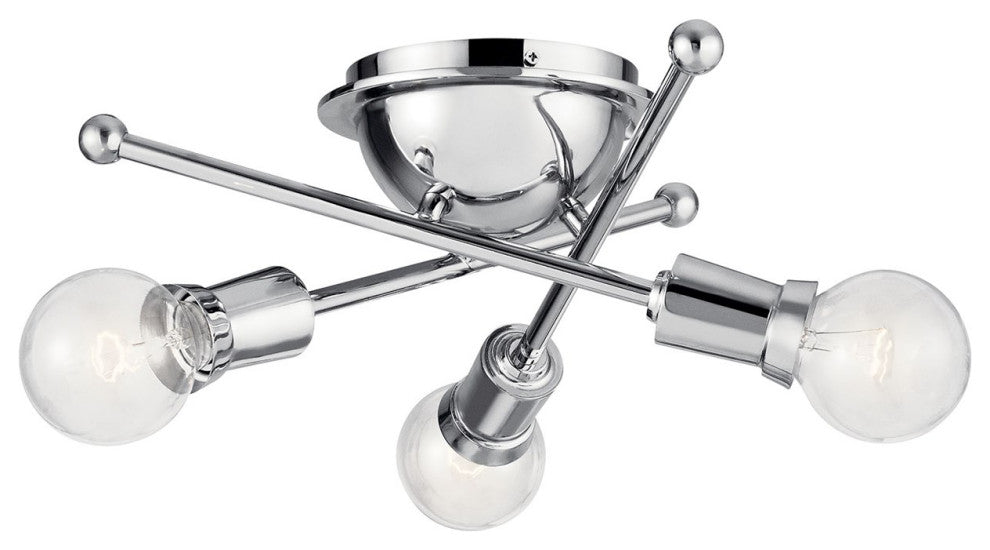 Kichler Armstrong 3 Light Flush Mount, Chrome
