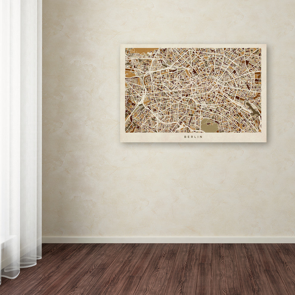 "Berlin, Germany Street Map" Canvas Art by Michael Tompsett