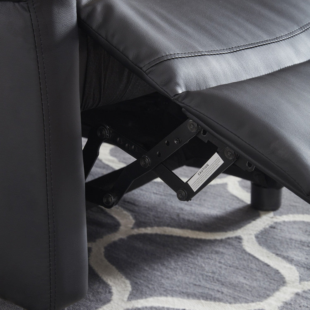 Black Faux Leather Modern Manual Recliner Chair