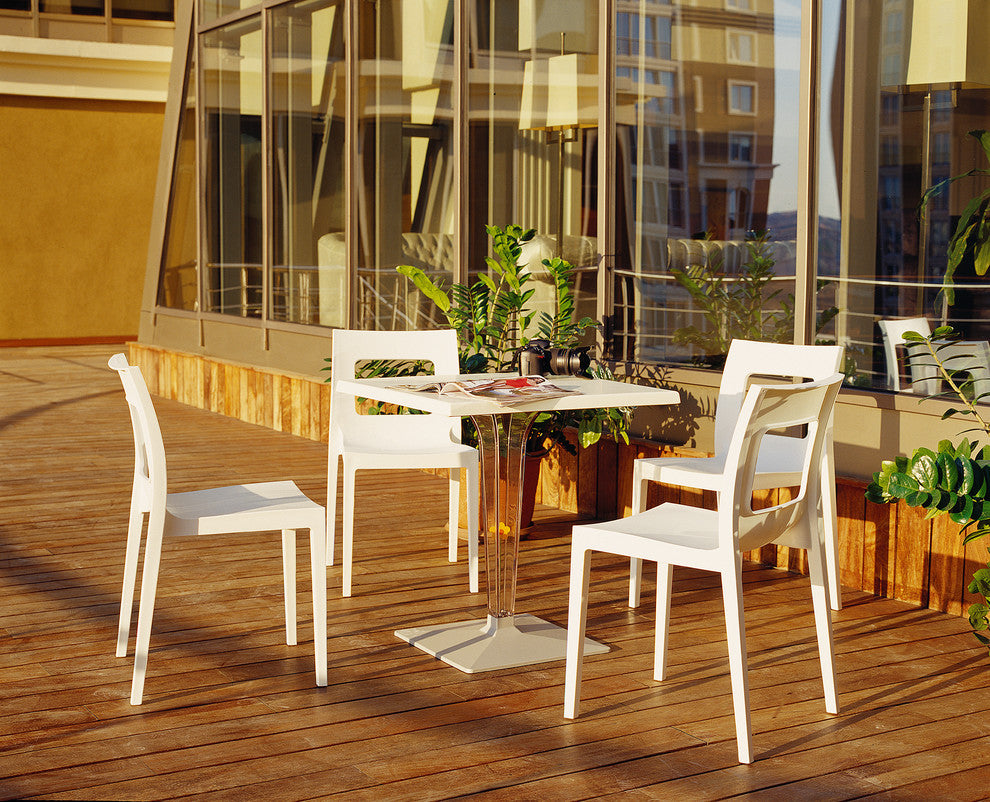 Compamia Ice Square Dining Table, White Top, 23.6"