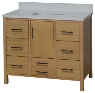 California 42" Bathroom Vanity, Blonde, Matte White