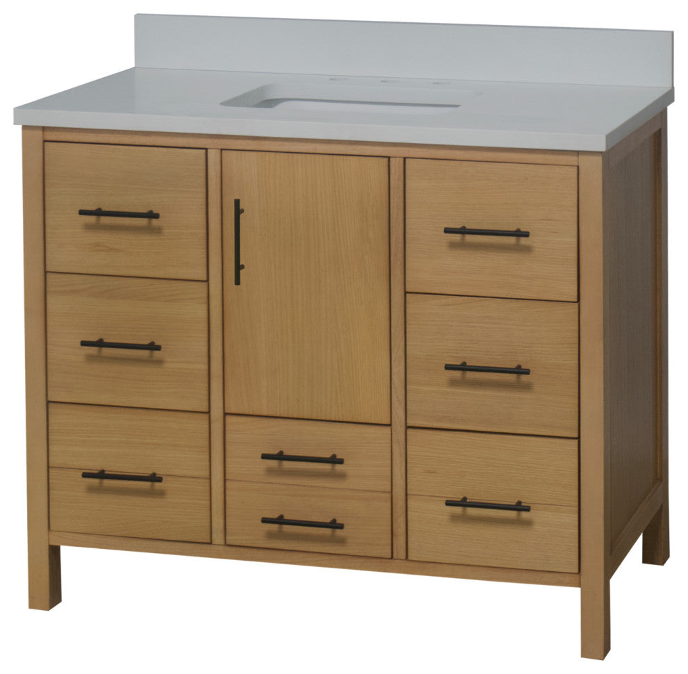 California 42" Bathroom Vanity, Blonde, Matte White