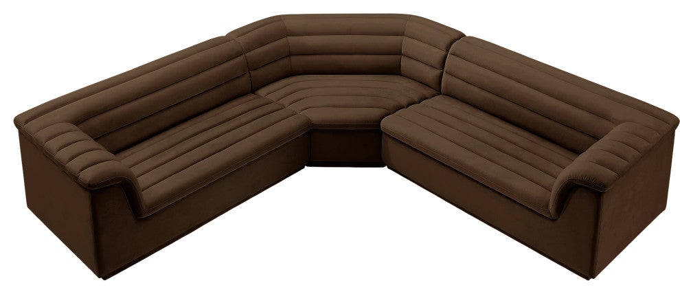 Cascade Upholstered Modular Sofa, Brown, Velvet, Corner Sectional