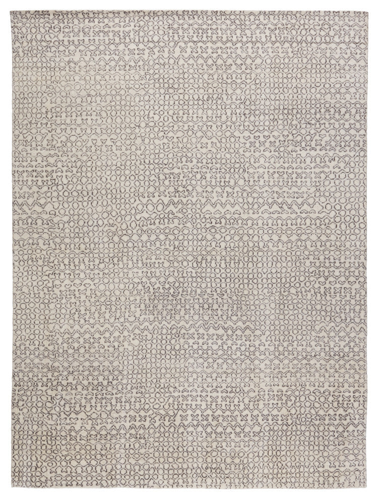 Pollack by Jaipur Living Reverb Knotted Trellis Ivory/Black Area Rug, 9'x12'