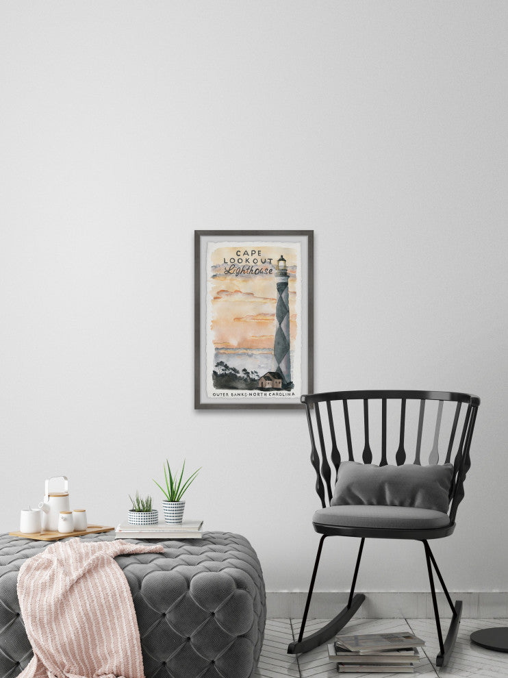 "Lookout Lighthouse" Framed Painting Print, 8x12
