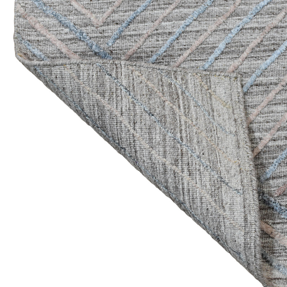 HAND WOVEN FLAT WEAVE KILIM POLYESTER AREA RUGS -Rectangle,Gray,Contemporary
