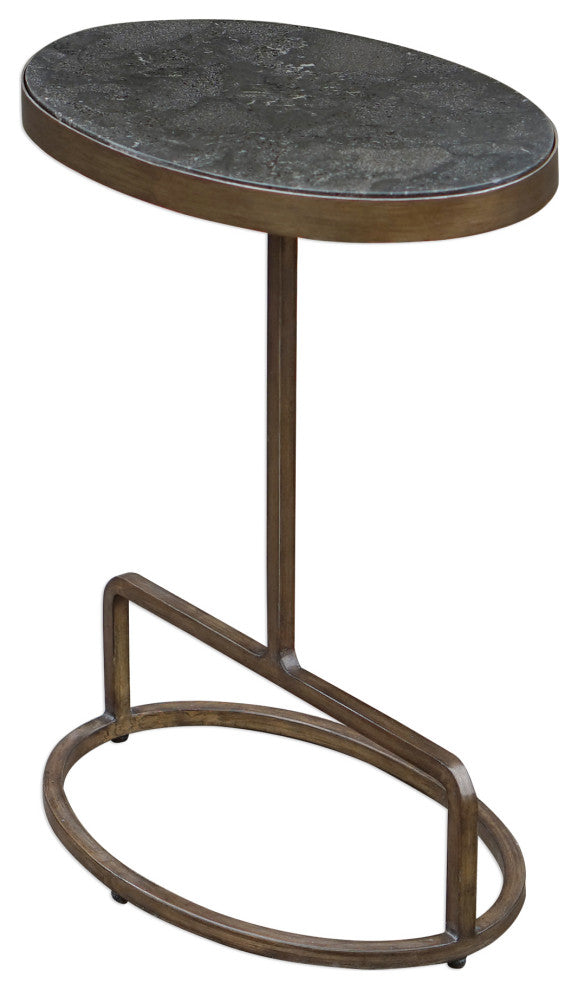Simple Modern Oval Ring Metal Accent Table Industrial Minimalist Gold Bronze