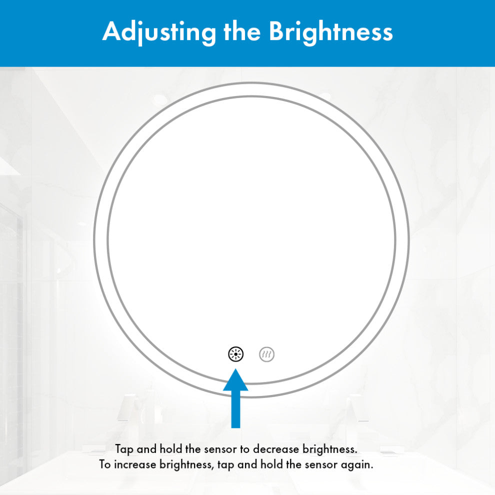 Orbit Round Dimmable LED Mirror with Defogger, 36"x1.75"