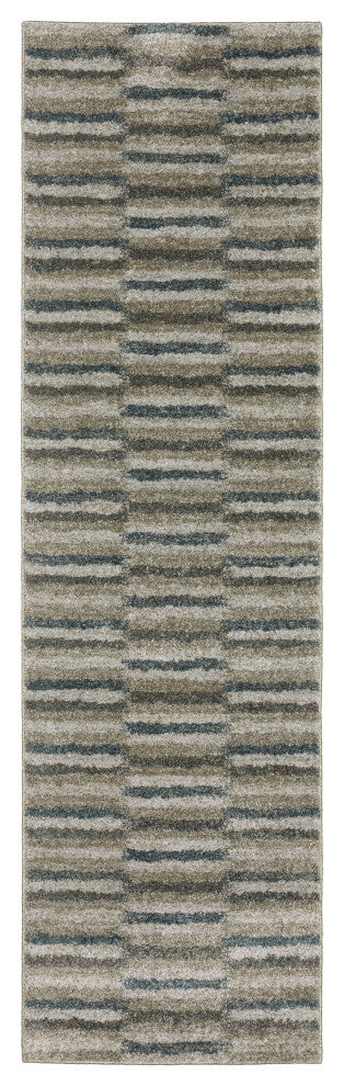 Alistair Multi Striped Teal/ Grey Indoor Area Rug, 2'3"x7'6"