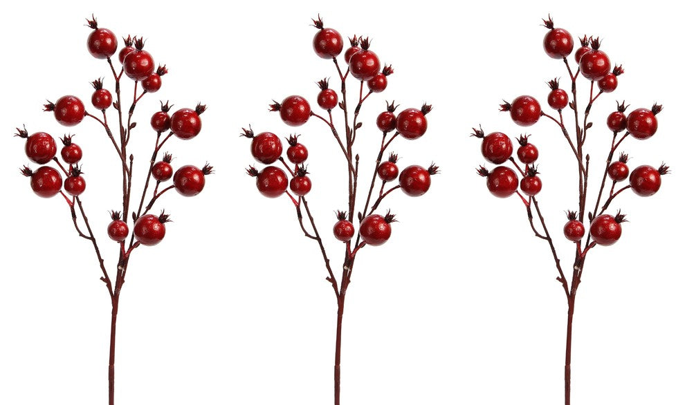18.5"H Faux Red Berry Cluster X'mas Decor