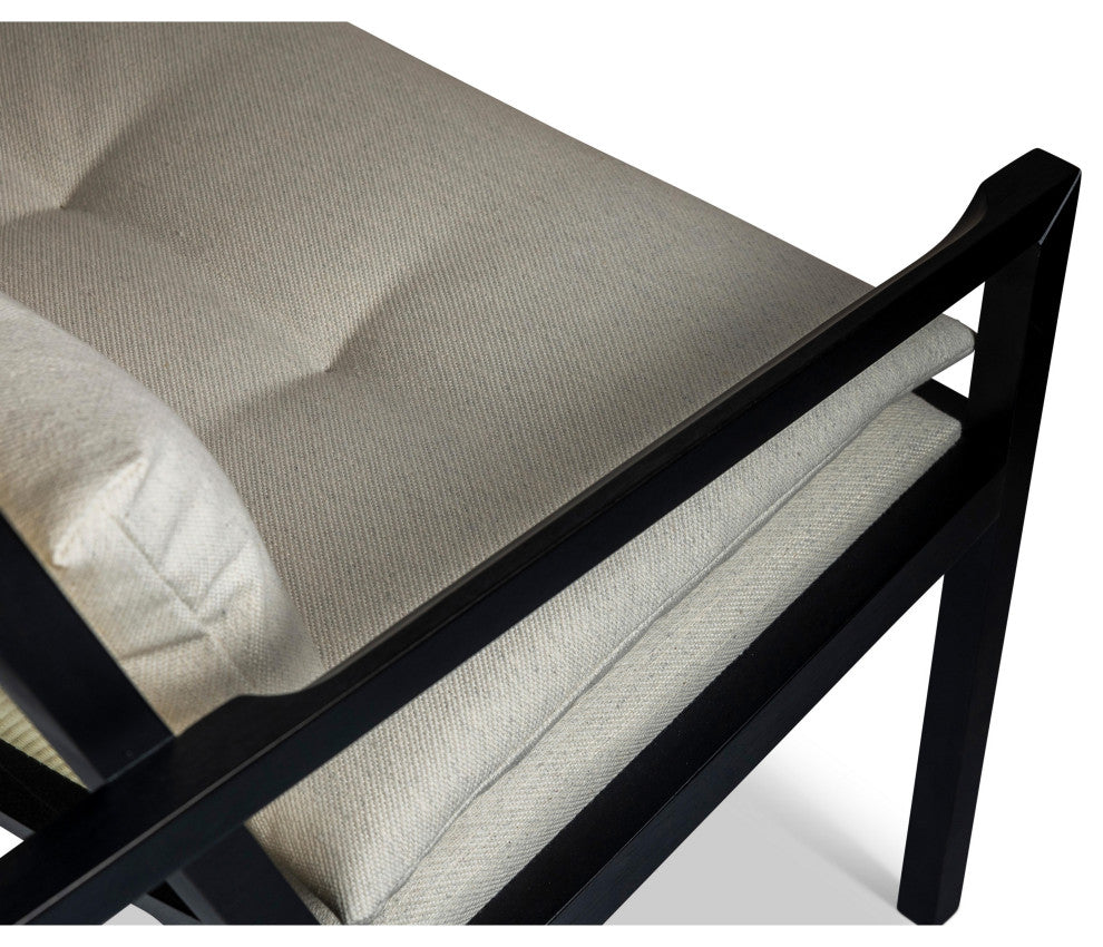 Modern Brazilian, Barra, Cane Lounge Chair, Black/Natural/Chalk