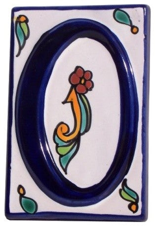 Colonial Talavera Ceramic House Number Zero