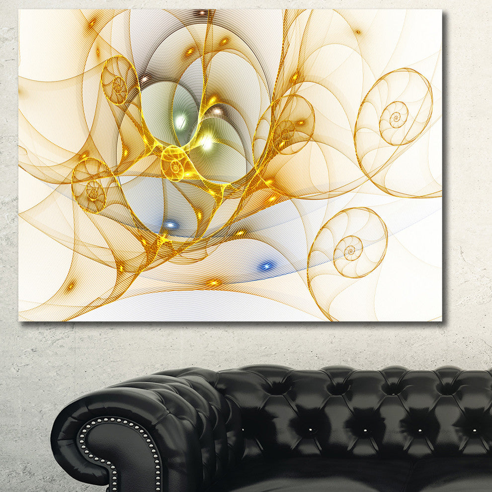 Golden Colored Curly Spiral, Oversized Abstract Canvas Art Print, 60x40