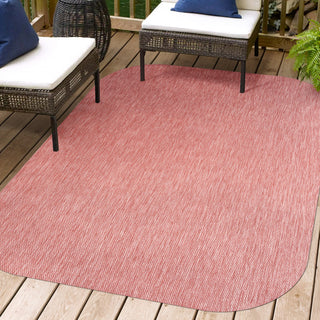 Miles Modern Minimalist Radius Corner Solid Indoor/Outdoor Shaped Area Rug