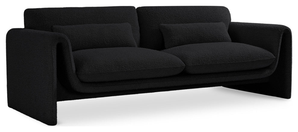 Stylus Boucle Fabric Upholstered Sofa, Black