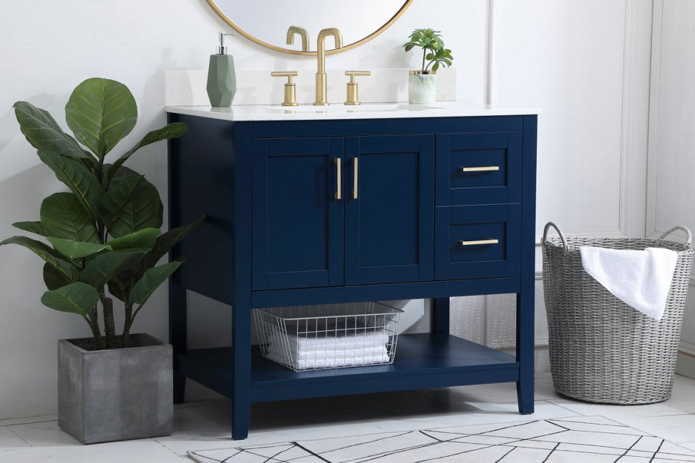 Elegant Decor Aubrey Bathroom Vanity Blue