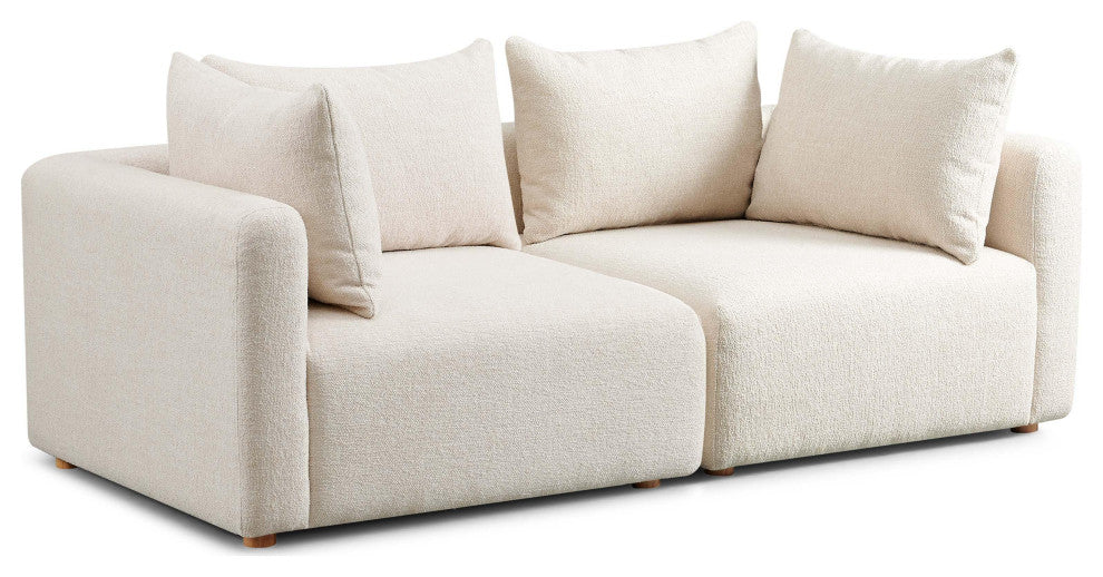 Hangover Upholstered Loveseat, Cream Textured Fabric