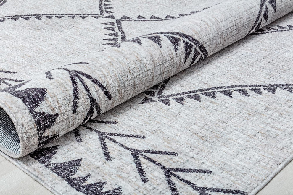 Jade Angelica White Moroccan Tribal White Recycled Area Rug, 2'6" X 8'