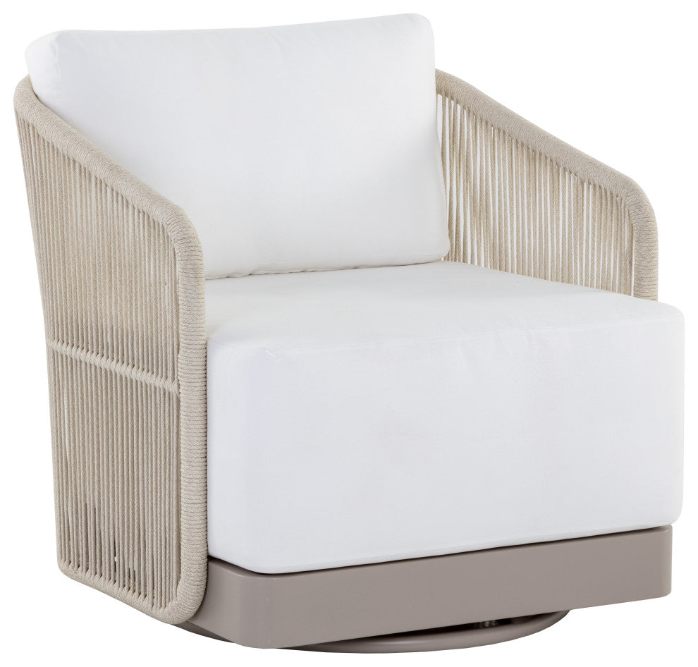 Allariz Swivel Armchair, Greige, Stinson White