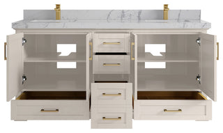 Boston 72" Double Sink Bath Vanity in Fine Grain 2" Venatino Quartz