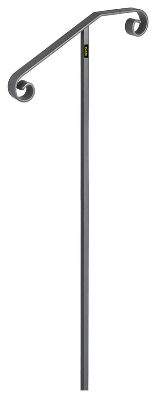 Handrails for 1 - 2 Steps Outdoor Stair Railing Single Post Iron Handrail, Gray