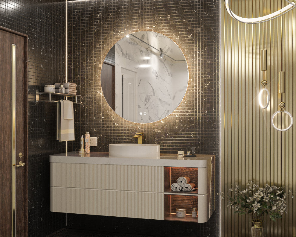 Round LED Vanity Mirror With Backlit, Anti-Fog & Dimmable LED, 24x24