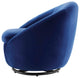 Armchair Swivel Accent Chair, Black Blue Navy, Velvet, Modern, Cafe Hospitality